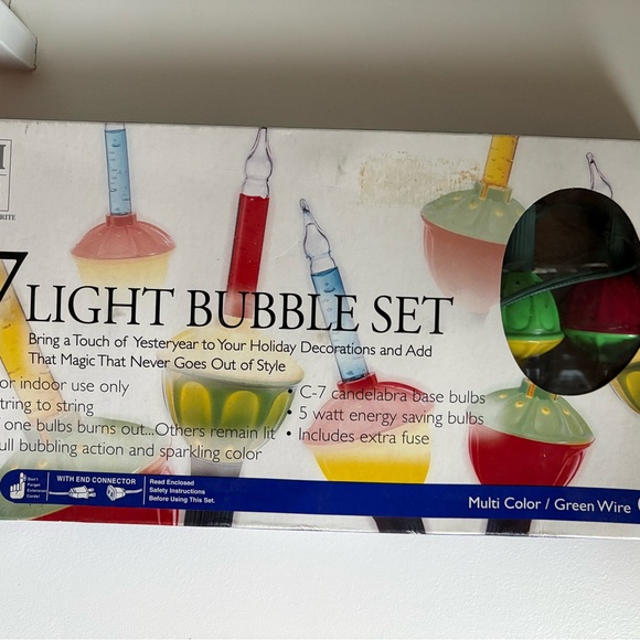 Vintage Merry Bright NIB Light Bubble Set - Multicolor - Picture 3 of 6